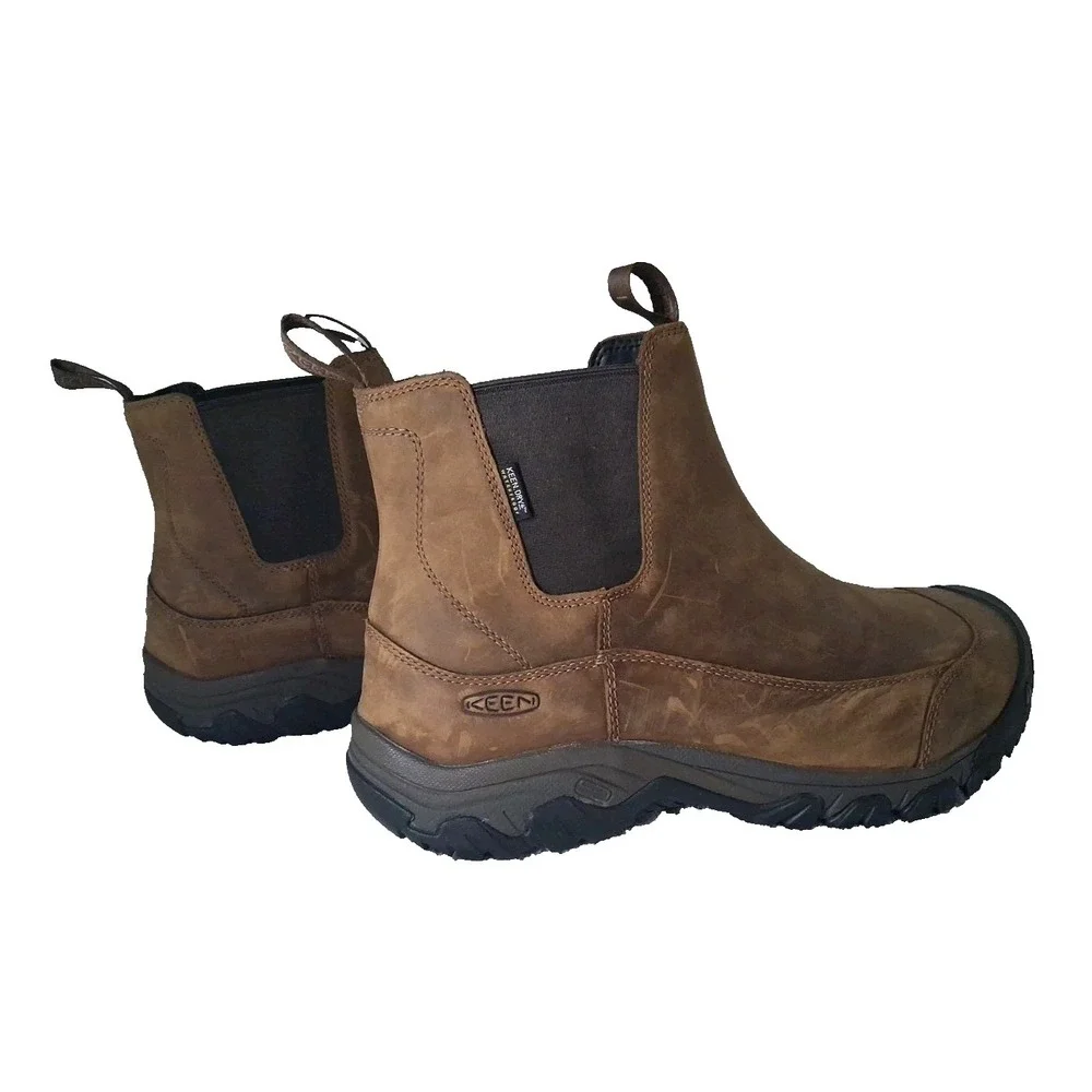 ✨KEEN Mens Size 14M Pull-On Anchorage III WP Leather Boots Earth/Mulch Insulated